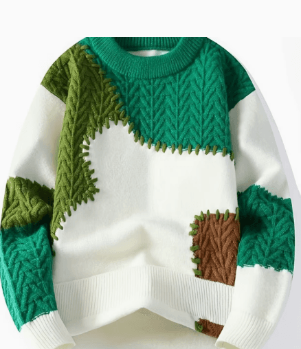 Men's Color-Block Cable Knit Sweater